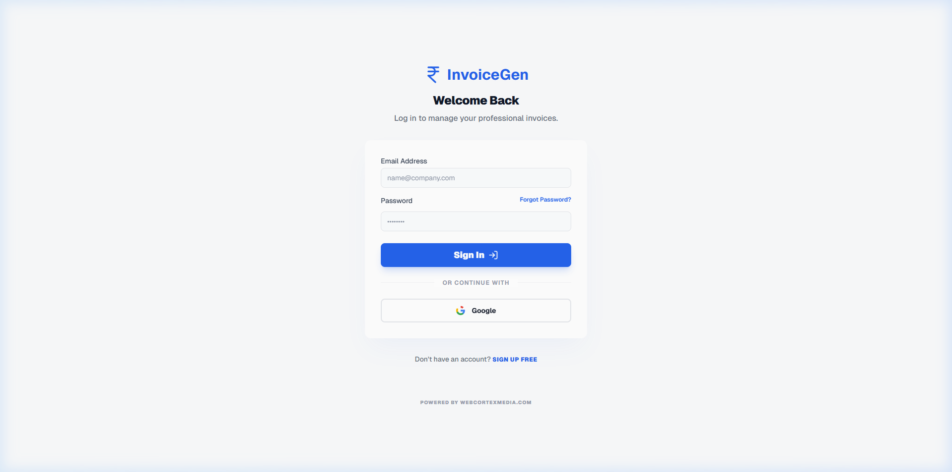 InvoiceGen web app preview